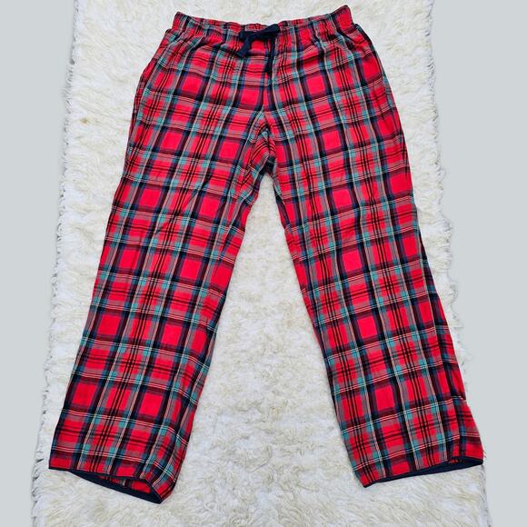 Red Plaid Pants Victoria's Secret Size M Drawstring Med Pjs Pajama Bottoms VGUC - Picture 1 of 9